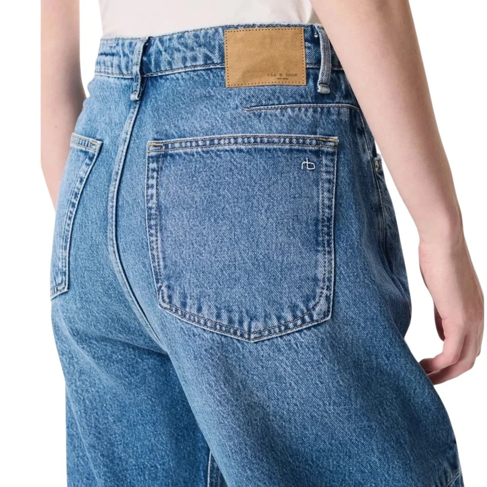 Rag & Bone Blue High-Rise Wide-Leg Jeans The Shea Barrel - Picture 4 of 10